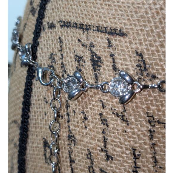 Vintage Silver Tone Rhinestone Chain Link Belt 32"-52" - Picture 2 of 4